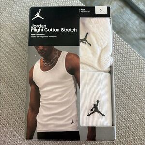 Jordan White Cotton Stretch Tank Undershirts — 2-Pack